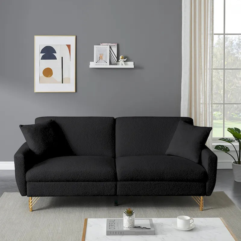 74-Inch Convertible Sofa Bed with Adjustable Backrest and Storage