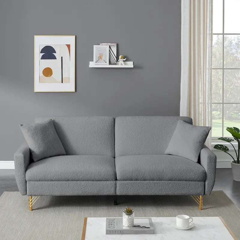 74-Inch Convertible Sofa Bed with Adjustable Backrest and Storage