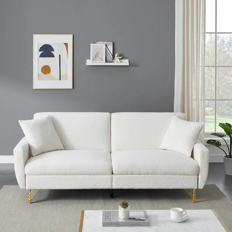 74-Inch Convertible Sofa Bed with Adjustable Backrest and Storage