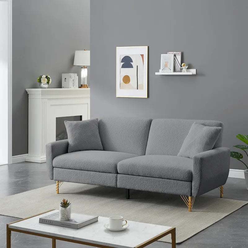 74-Inch Convertible Sofa Bed with Adjustable Backrest and Storage