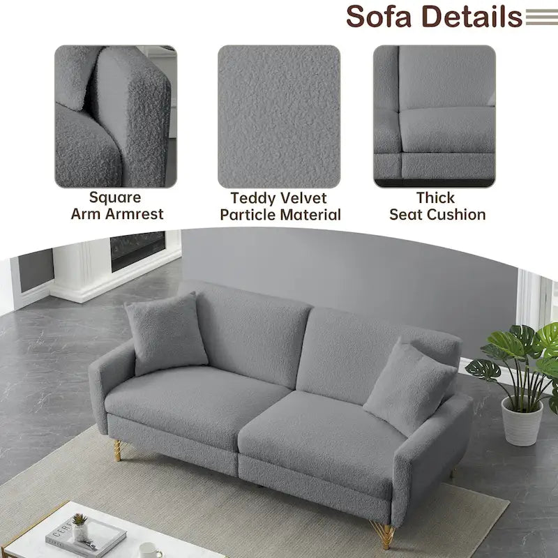 74-Inch Convertible Sofa Bed with Adjustable Backrest and Storage