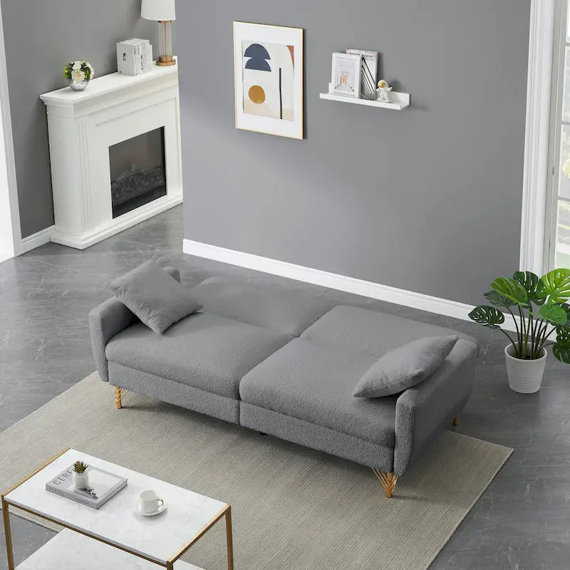 74-Inch Convertible Sofa Bed with Adjustable Backrest and Storage