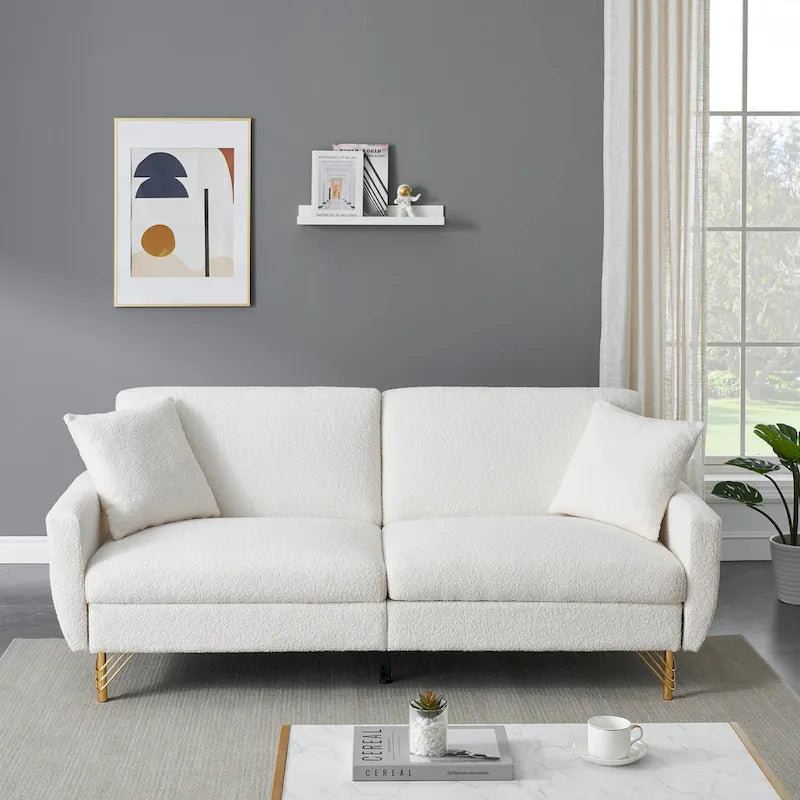 74-Inch Convertible Sofa Bed with Adjustable Backrest and Storage