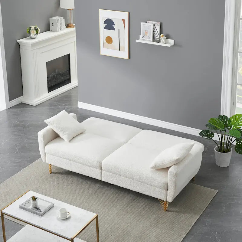 74-Inch Convertible Sofa Bed with Adjustable Backrest and Storage