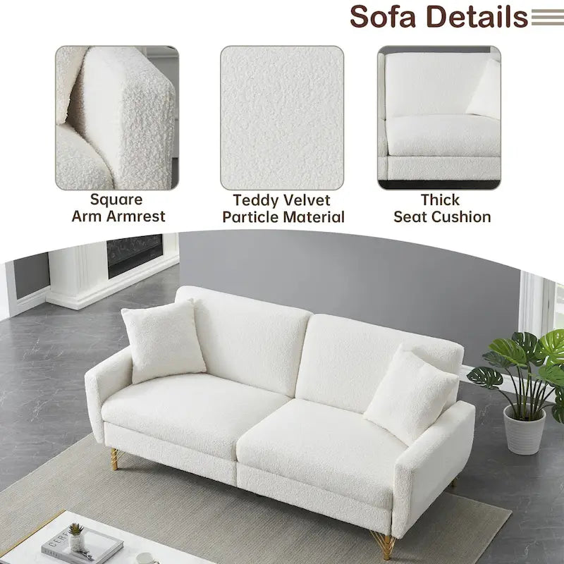 74-Inch Convertible Sofa Bed with Adjustable Backrest and Storage