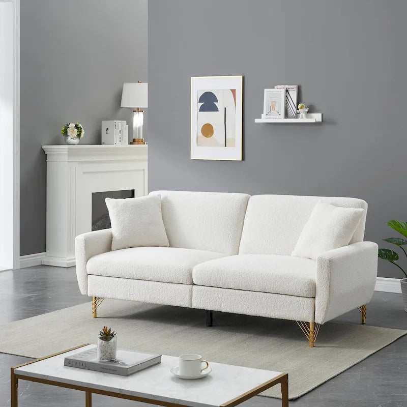 74-Inch Convertible Sofa Bed with Adjustable Backrest and Storage