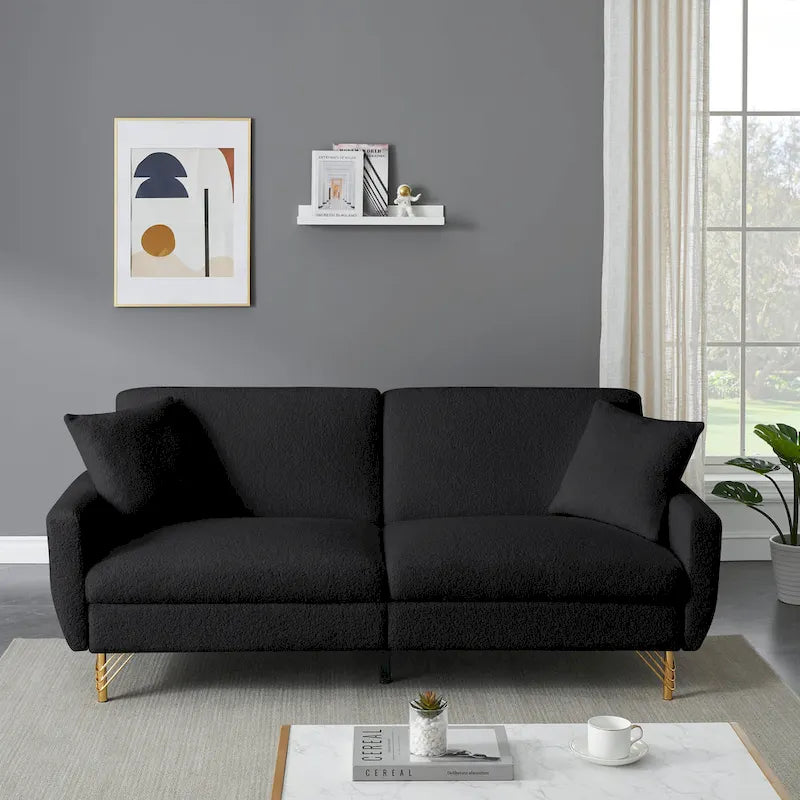 74-Inch Convertible Sofa Bed with Adjustable Backrest and Storage