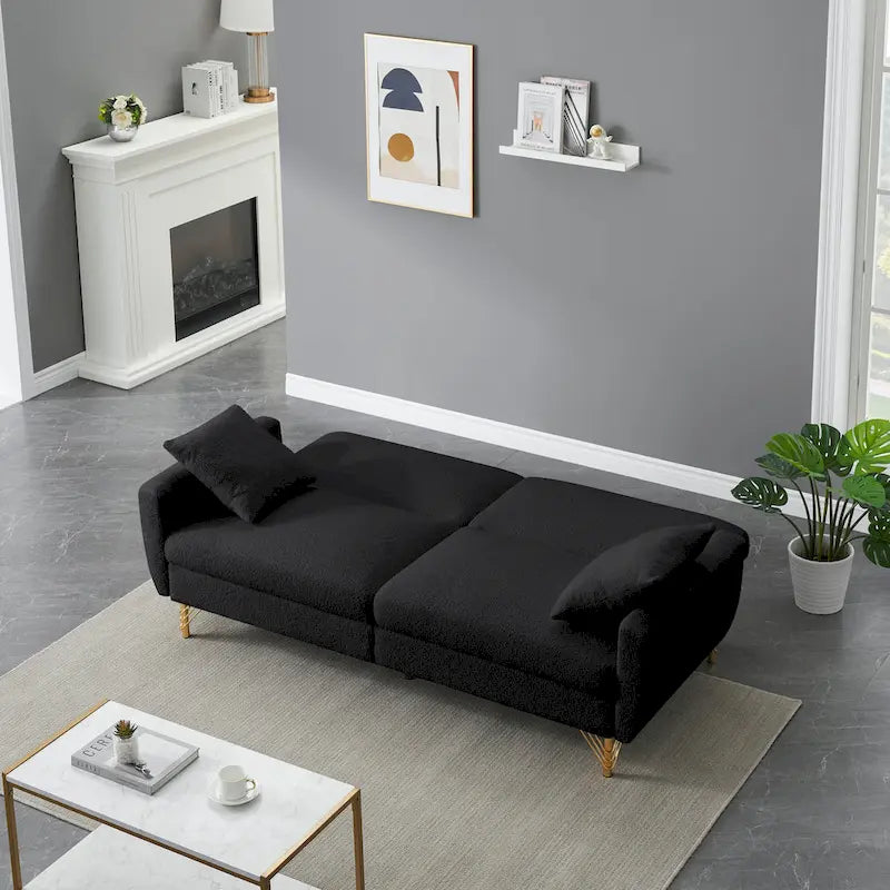 74-Inch Convertible Sofa Bed with Adjustable Backrest and Storage