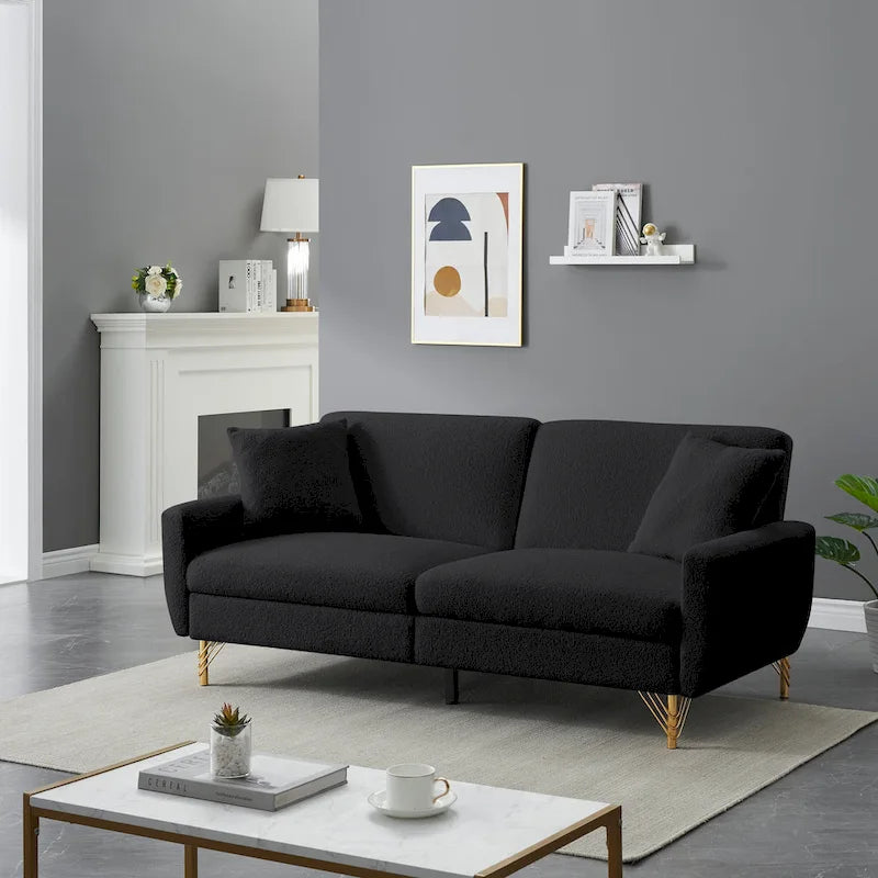 74-Inch Convertible Sofa Bed with Adjustable Backrest and Storage
