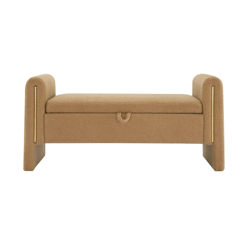 Upholstered Storage Bench with Arms, Large Foot Rest Stool for Bedroom & Living Room