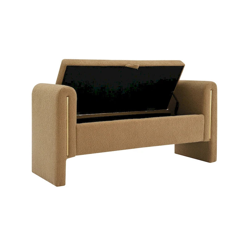 Upholstered Storage Bench with Arms, Large Foot Rest Stool for Bedroom & Living Room