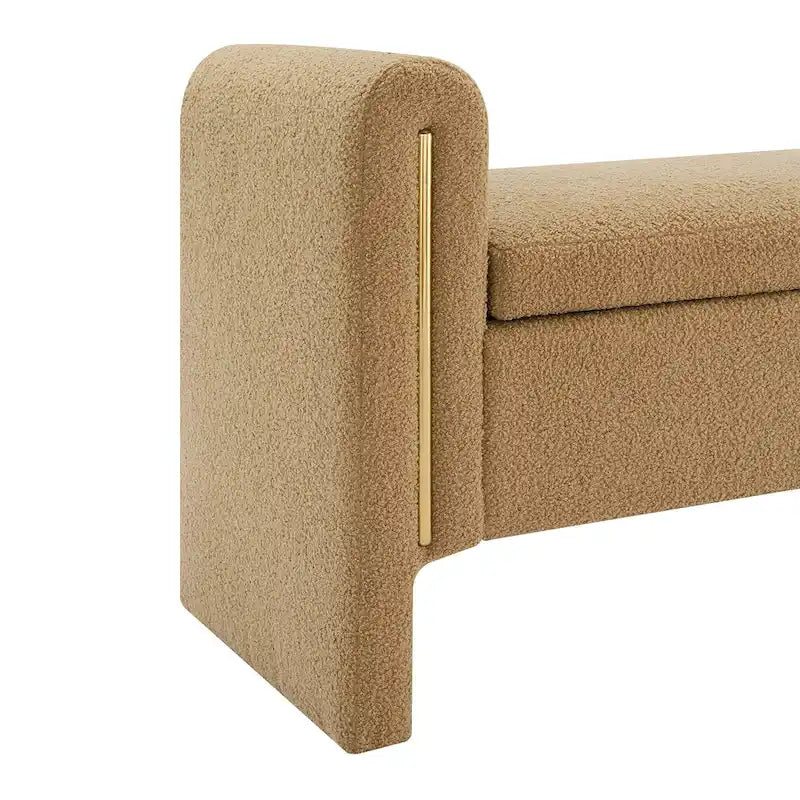 Upholstered Storage Bench with Arms, Large Foot Rest Stool for Bedroom & Living Room