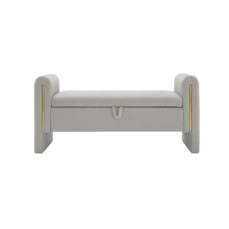 Upholstered Storage Bench with Arms, Large Foot Rest Stool for Bedroom & Living Room