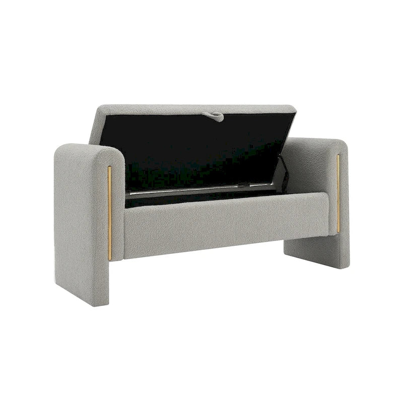 Upholstered Storage Bench with Arms, Large Foot Rest Stool for Bedroom & Living Room