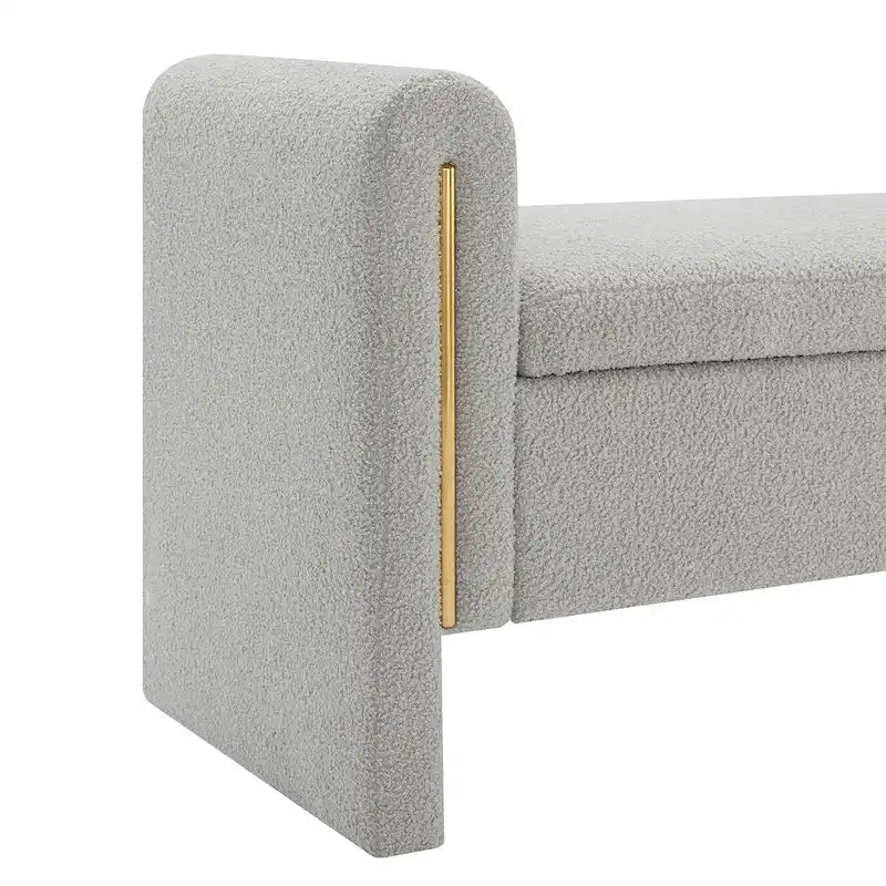 Upholstered Storage Bench with Arms, Large Foot Rest Stool for Bedroom & Living Room