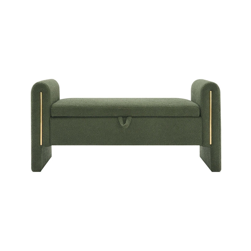 Upholstered Storage Bench with Arms, Large Foot Rest Stool for Bedroom & Living Room