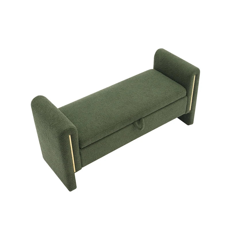 Upholstered Storage Bench with Arms, Large Foot Rest Stool for Bedroom & Living Room