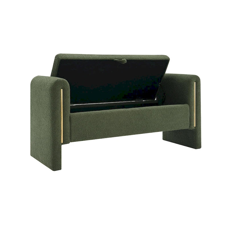 Upholstered Storage Bench with Arms, Large Foot Rest Stool for Bedroom & Living Room