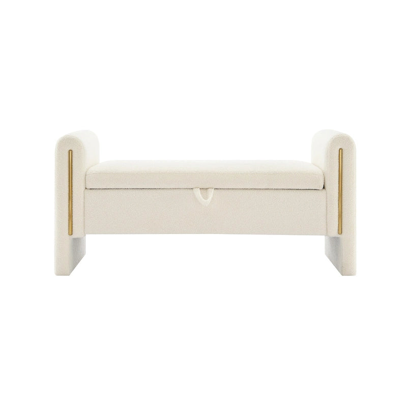 Upholstered Storage Bench with Arms, Large Foot Rest Stool for Bedroom & Living Room