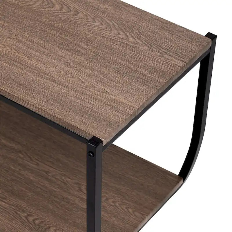 Rustic Demilune Shape Textured Metal Distressed Wood Console Table