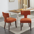 Dining Chairs Set of 2, Linen Fabric Upholstered Accent Chair with Curved Backrest