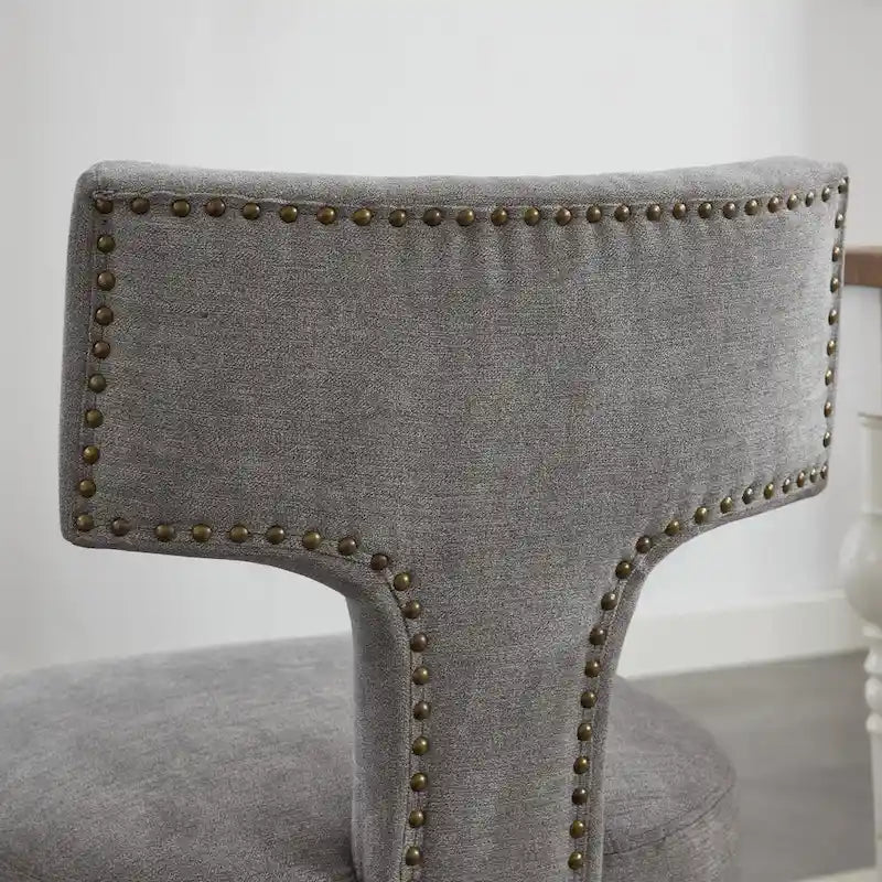 Dining Chairs Set of 2, Linen Fabric Upholstered Accent Chair with Curved Backrest