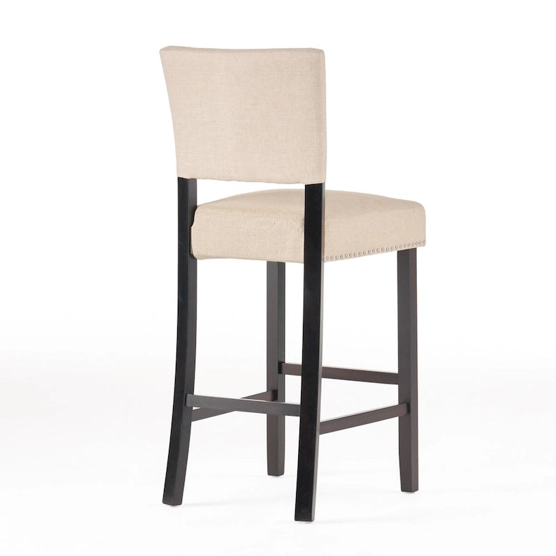 Counter Height Stools Set of 2, Kitchen Island Chair with Wood Legs, Armless Upholstered Dining Room Chair with Back