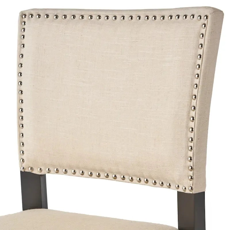 Counter Height Stools Set of 2, Kitchen Island Chair with Wood Legs, Armless Upholstered Dining Room Chair with Back