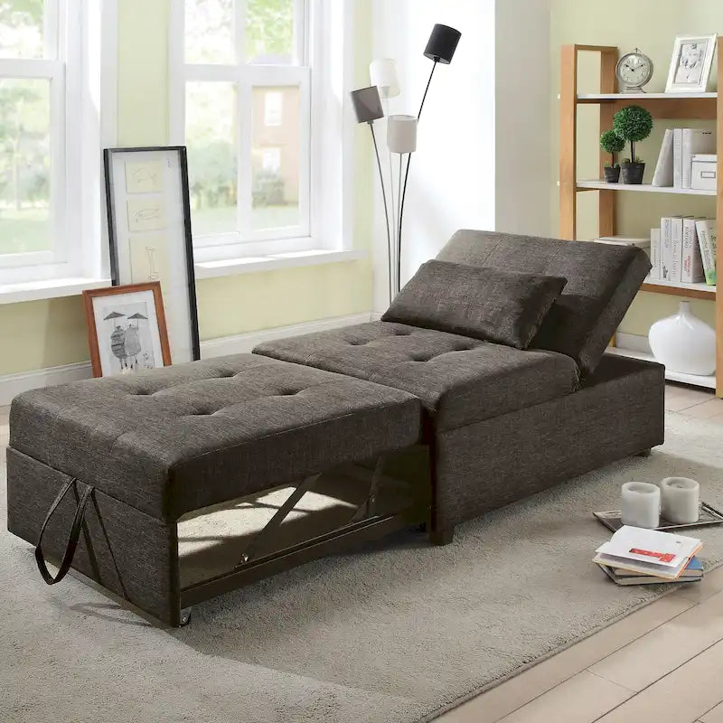 Contemporary Fabric Convertible Tufted Futon Chair
