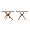 Mid-Century Walnut Finish Round Dining Table