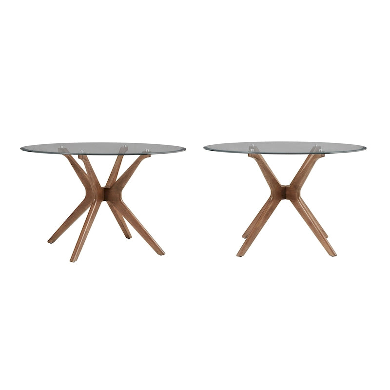 Mid-Century Walnut Finish Round Dining Table