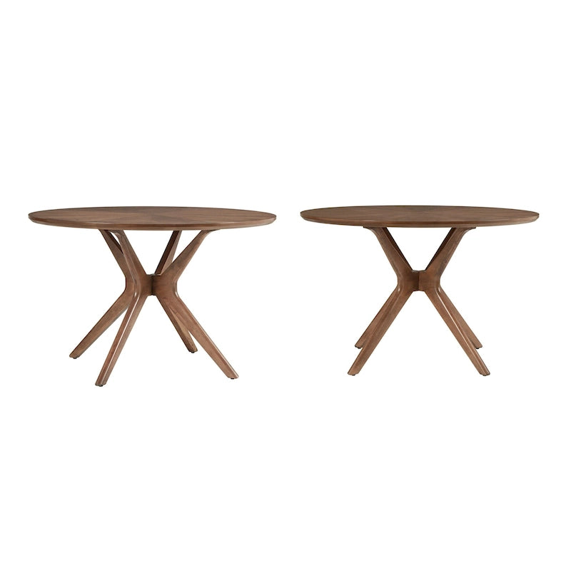 Mid-Century Walnut Finish Round Dining Table