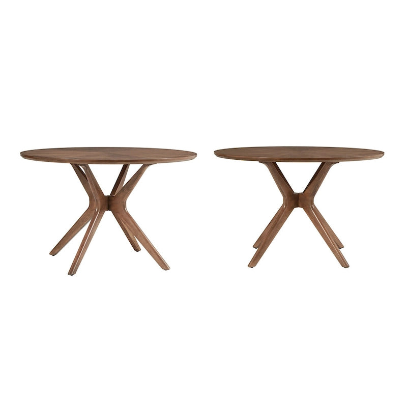 Mid-Century Walnut Finish Round Dining Table