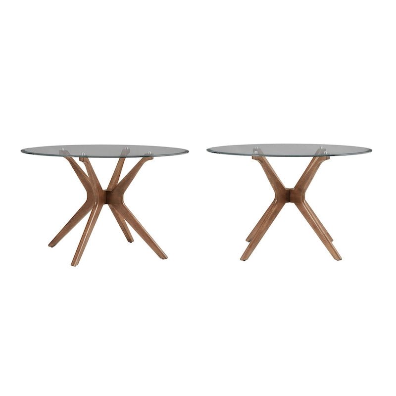 Mid-Century Walnut Finish Round Dining Table