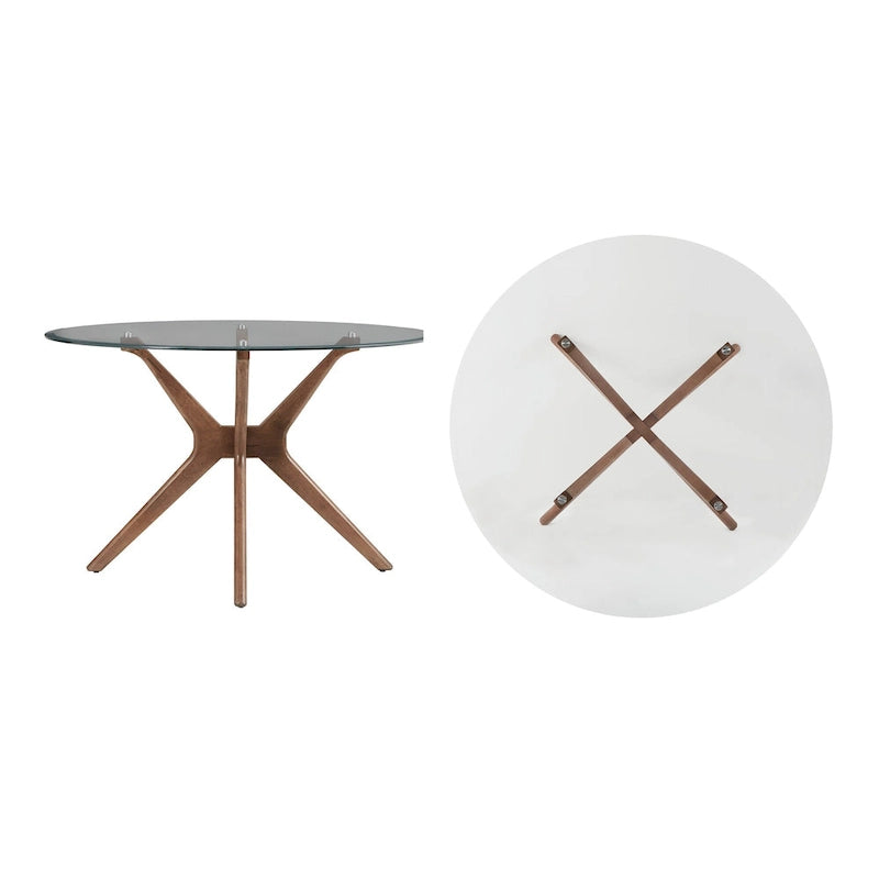 Mid-Century Walnut Finish Round Dining Table
