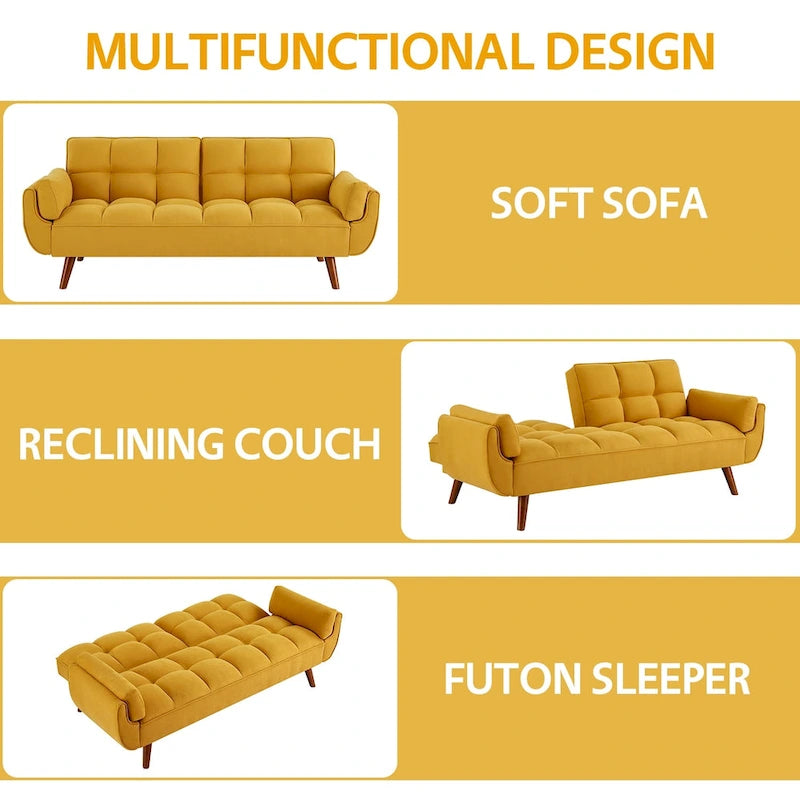 Sofa Bed, Convertible Sleeper Couch with Pillows, Foldable Loveseat Furniture for Living Room