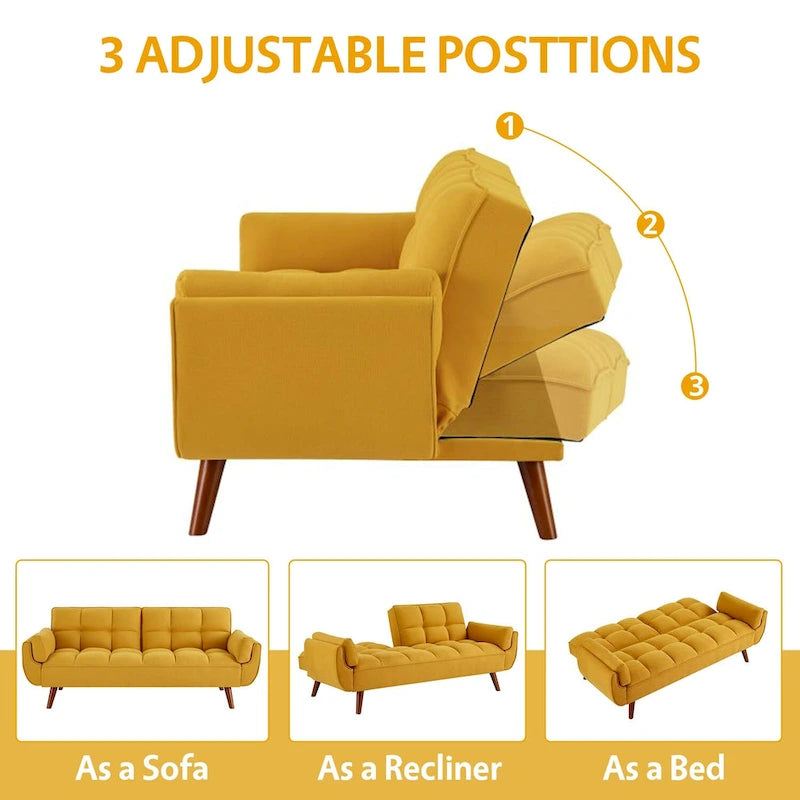 Sofa Bed, Convertible Sleeper Couch with Pillows, Foldable Loveseat Furniture for Living Room