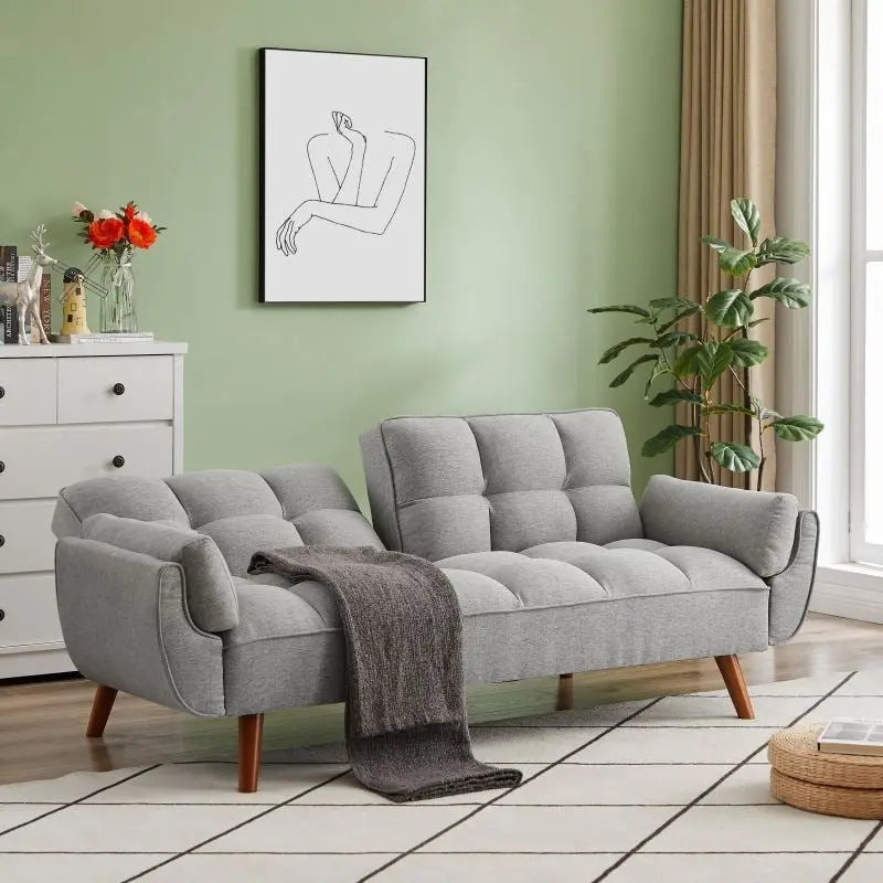 Sofa Bed, Convertible Sleeper Couch with Pillows, Foldable Loveseat Furniture for Living Room