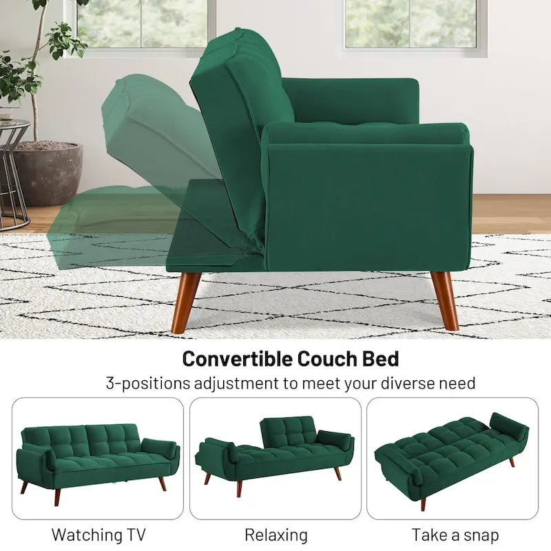 Sofa Bed, Convertible Sleeper Couch with Pillows, Foldable Loveseat Furniture for Living Room