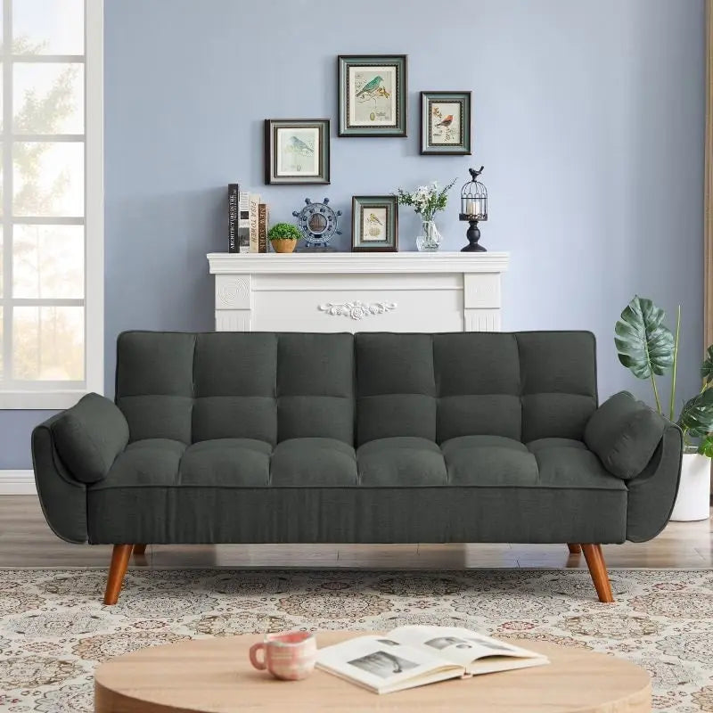 Sofa Bed, Convertible Sleeper Couch with Pillows, Foldable Loveseat Furniture for Living Room