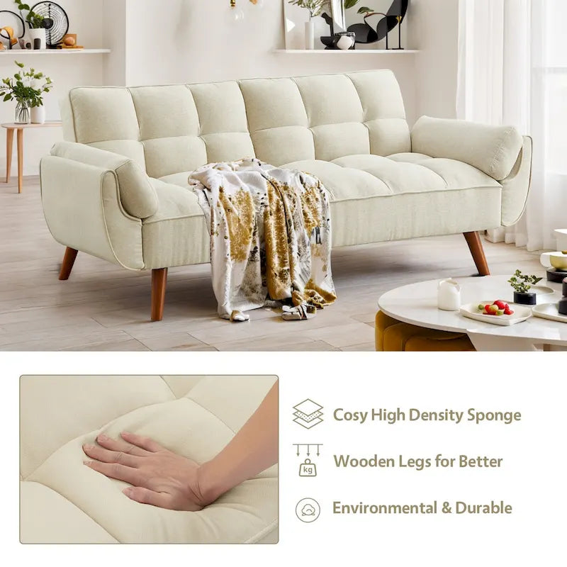 Sofa Bed, Convertible Sleeper Couch with Pillows, Foldable Loveseat Furniture for Living Room