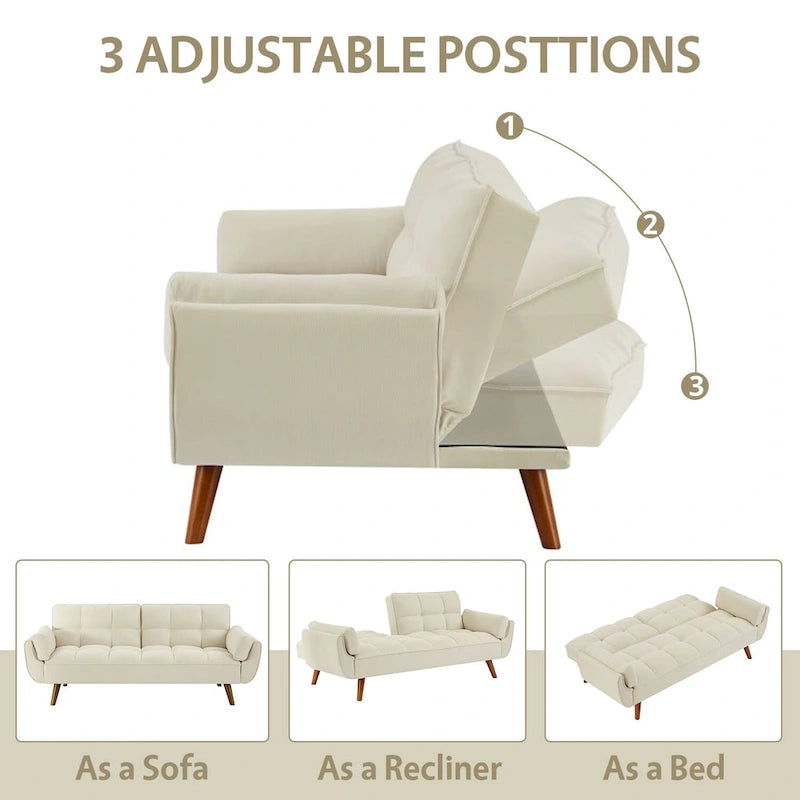 Sofa Bed, Convertible Sleeper Couch with Pillows, Foldable Loveseat Furniture for Living Room