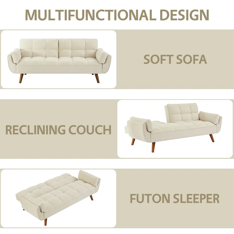 Sofa Bed, Convertible Sleeper Couch with Pillows, Foldable Loveseat Furniture for Living Room