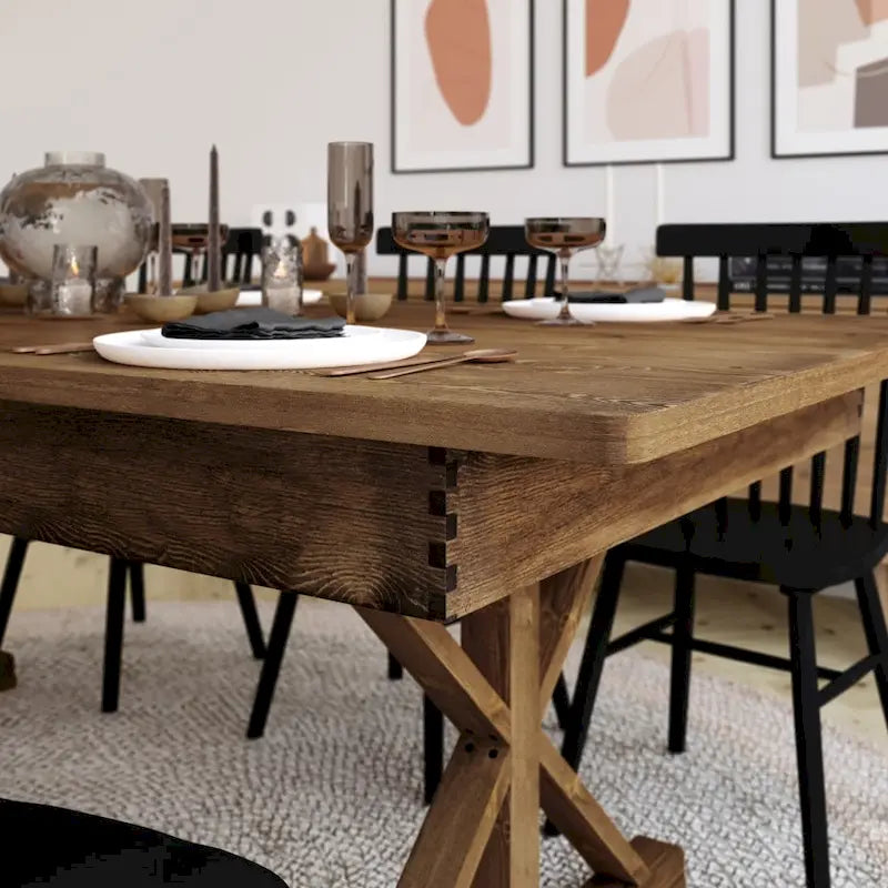 8' x 40 Rectangular Solid Pine Folding Dining Table