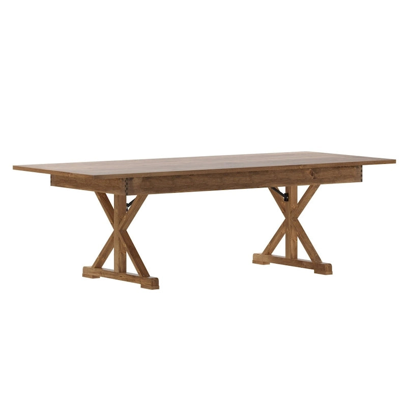 8' x 40 Rectangular Solid Pine Folding Dining Table