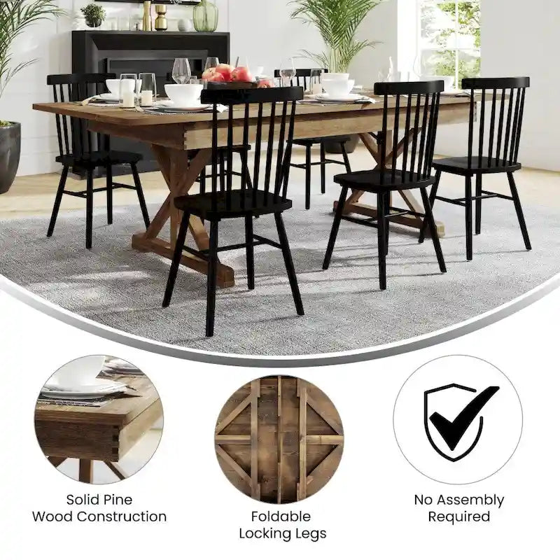 8' x 40 Rectangular Solid Pine Folding Dining Table