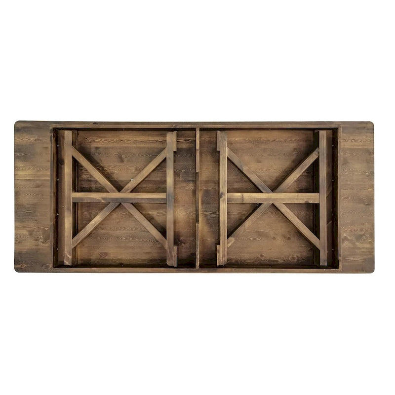 8' x 40 Rectangular Solid Pine Folding Dining Table