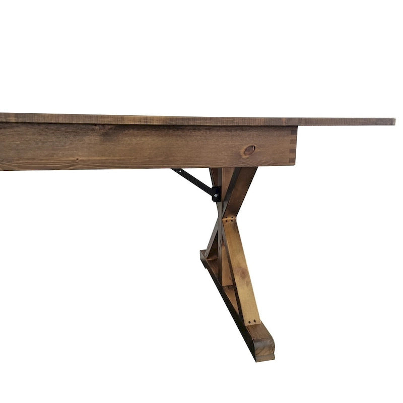 8' x 40 Rectangular Solid Pine Folding Dining Table