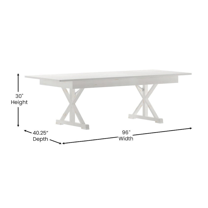 8' x 40 Rectangular Solid Pine Folding Dining Table