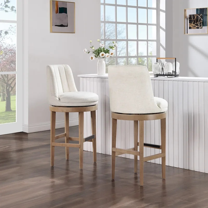 2-Pack Upholstered Swivel Barstool